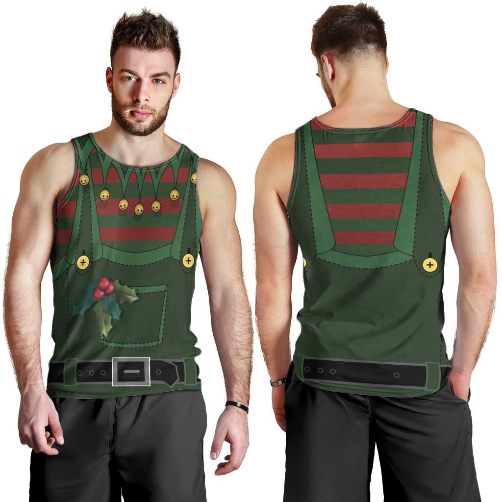 Christmas Elf Costume Men Tank Top Santa’s Little Helper Outfit - Wonder Print Shop