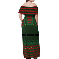 Christmas Elf Costume Off Shoulder Maxi Dress Santa’s Little Helper Outfit - Wonder Print Shop