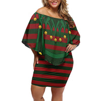 Christmas Elf Costume Off Shoulder Short Dress Santa’s Little Helper Outfit - Wonder Print Shop