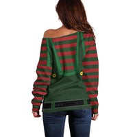 Christmas Elf Costume Off Shoulder Sweater Santa’s Little Helper Outfit - Wonder Print Shop