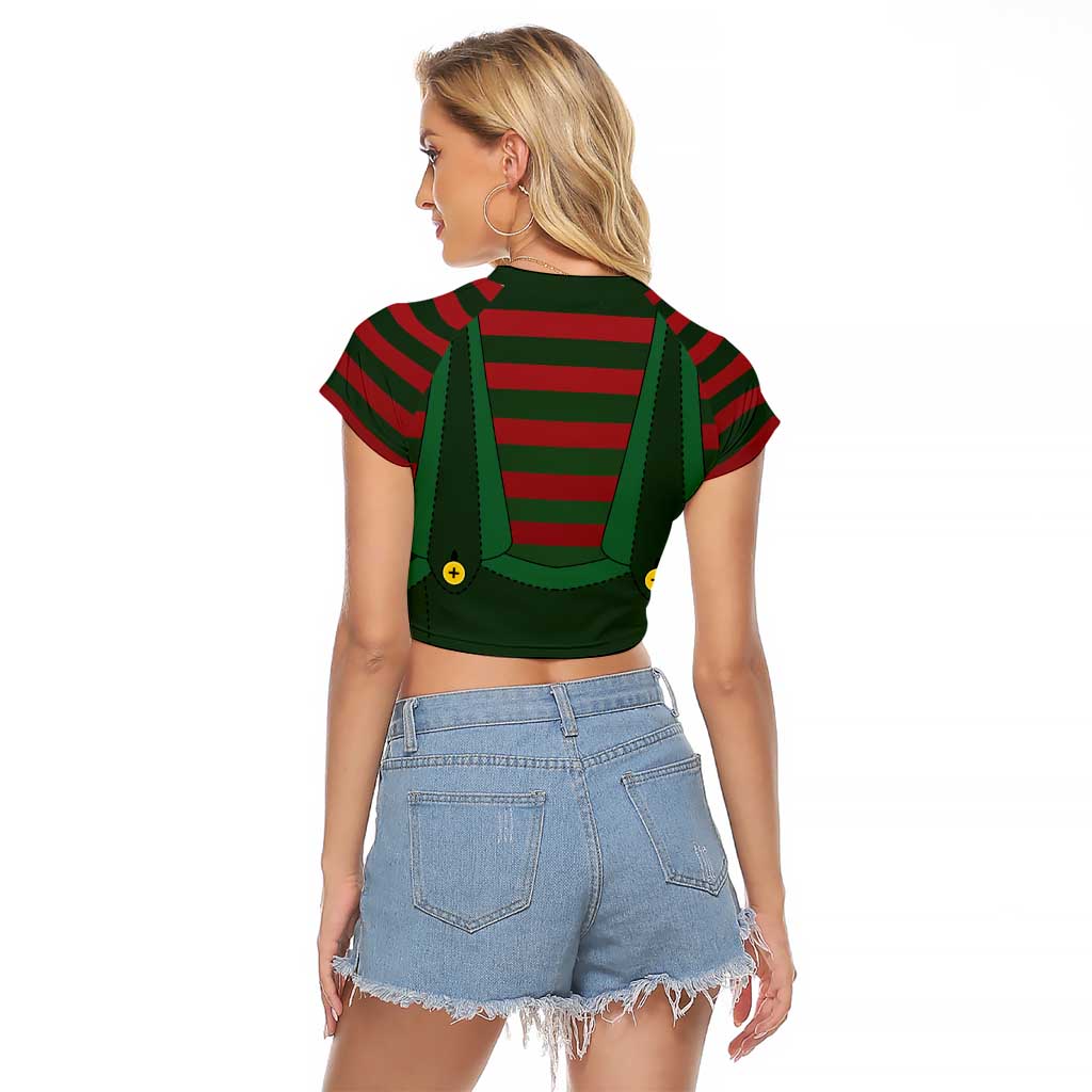 Christmas Elf Costume Raglan Cropped T Shirt Santa’s Little Helper Outfit - Wonder Print Shop