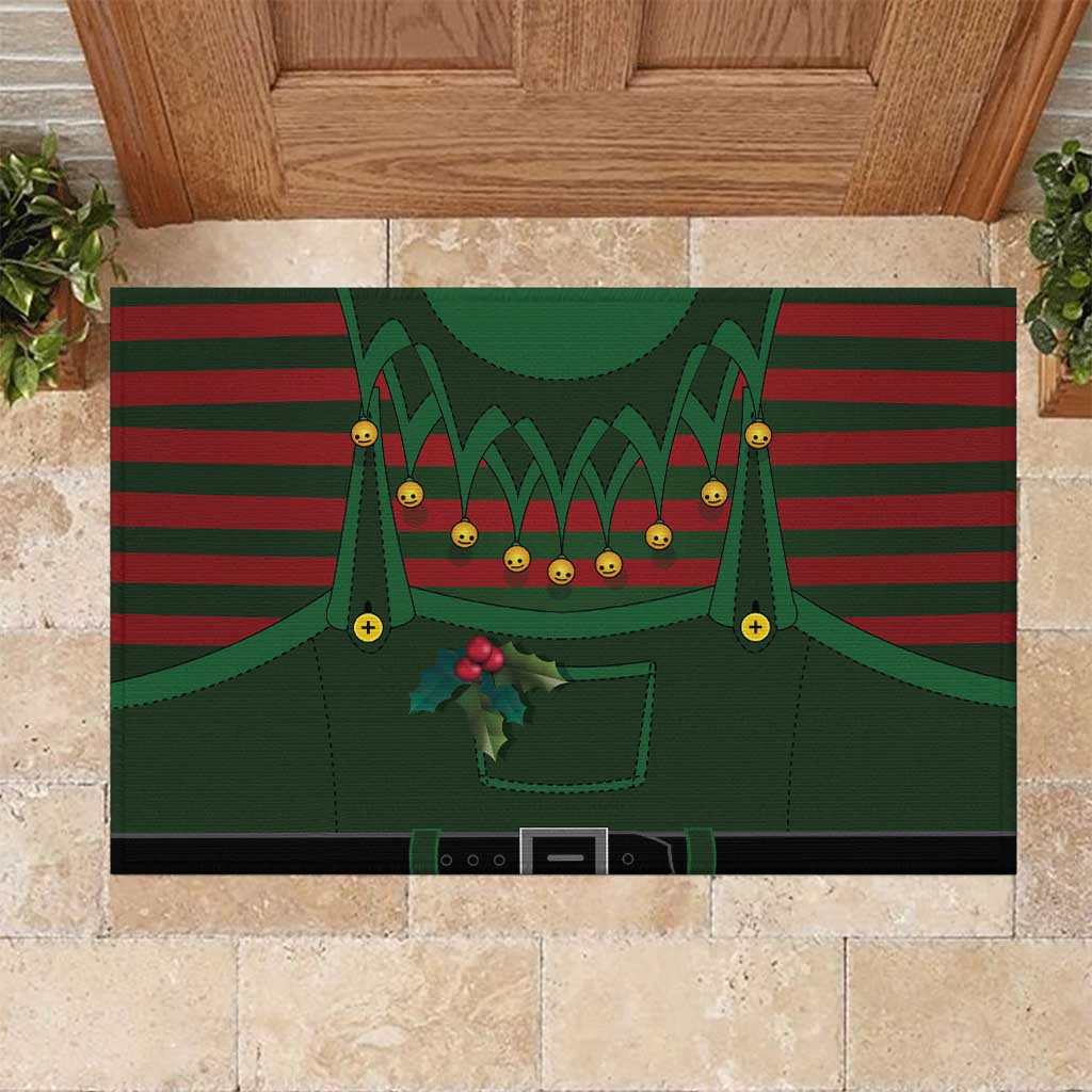Christmas Elf Costume Rubber Doormat Santa’s Little Helper Outfit - Wonder Print Shop