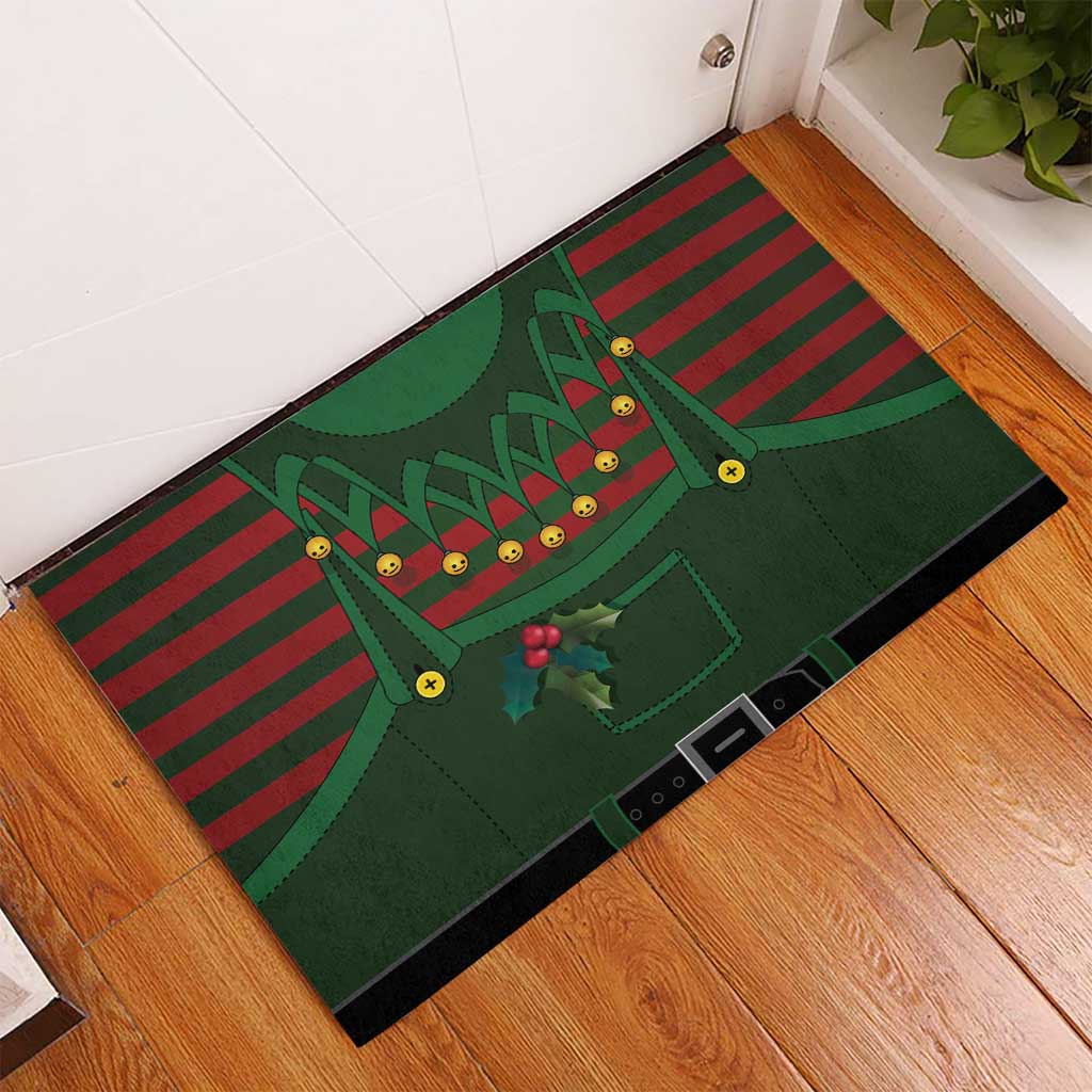 Christmas Elf Costume Rubber Doormat Santa’s Little Helper Outfit - Wonder Print Shop