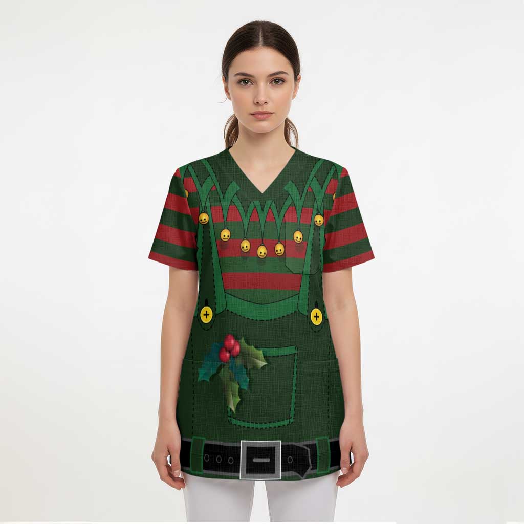 Christmas Elf Costume Scrub Top Santa’s Little Helper Outfit - Wonder Print Shop