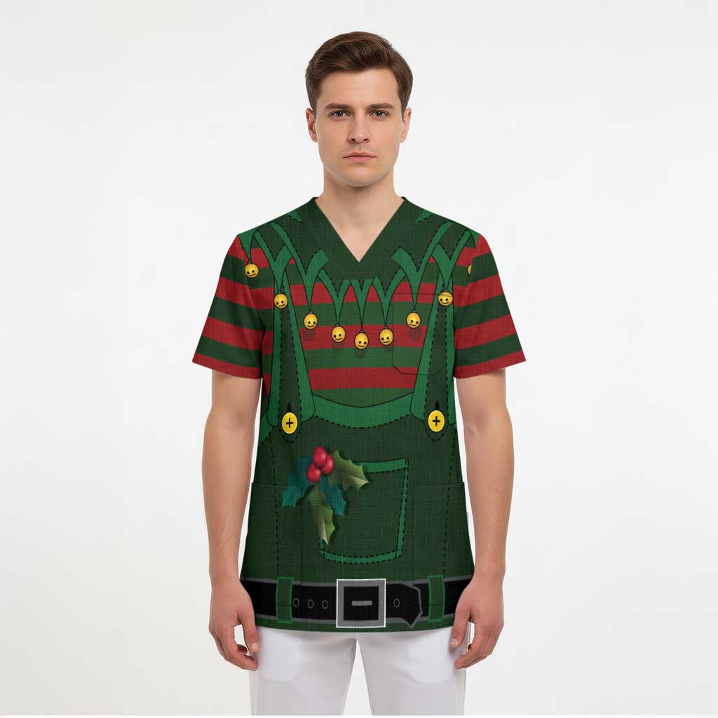 Christmas Elf Costume Scrub Top Santa’s Little Helper Outfit - Wonder Print Shop