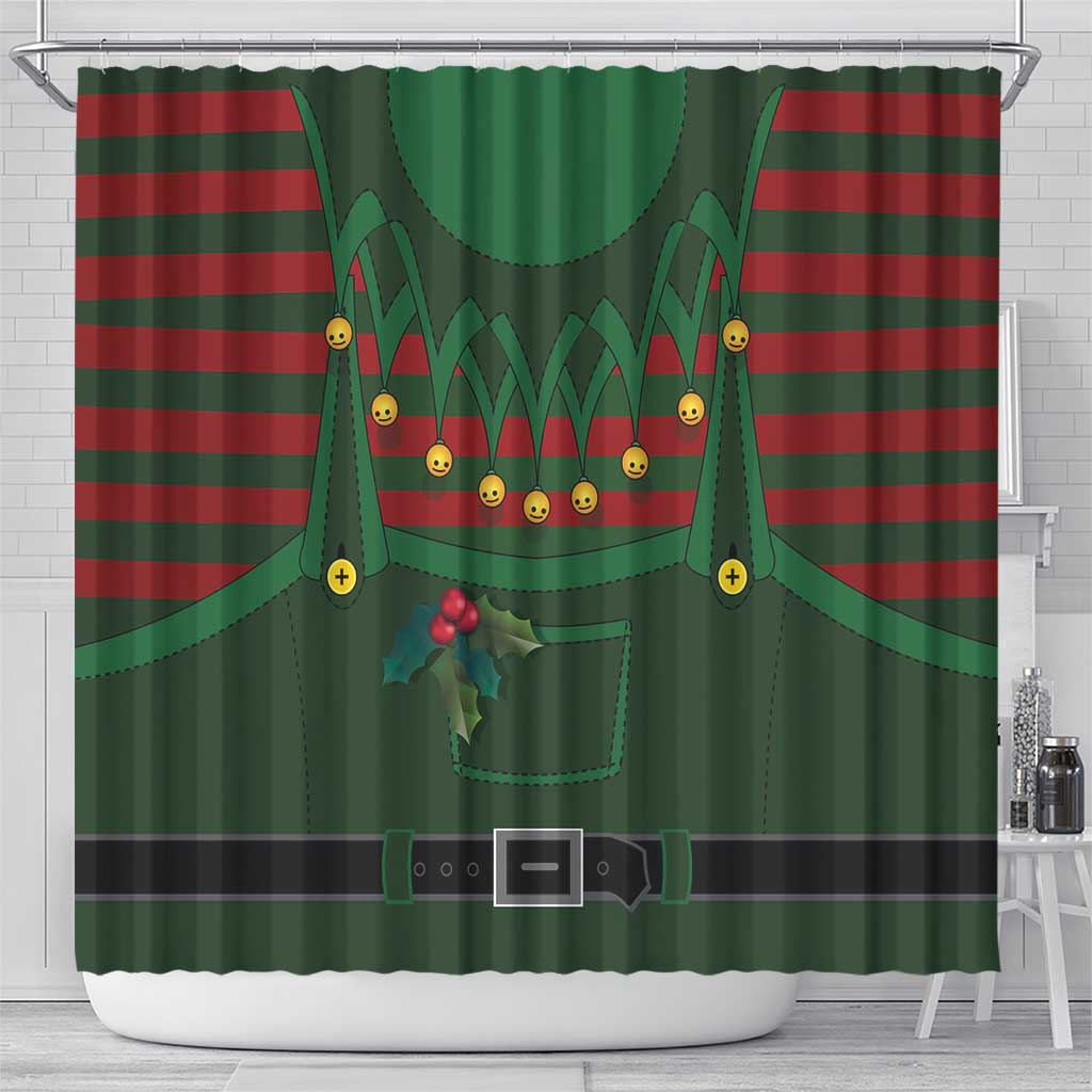 Christmas Elf Costume Shower Curtain Santa’s Little Helper Outfit - Wonder Print Shop