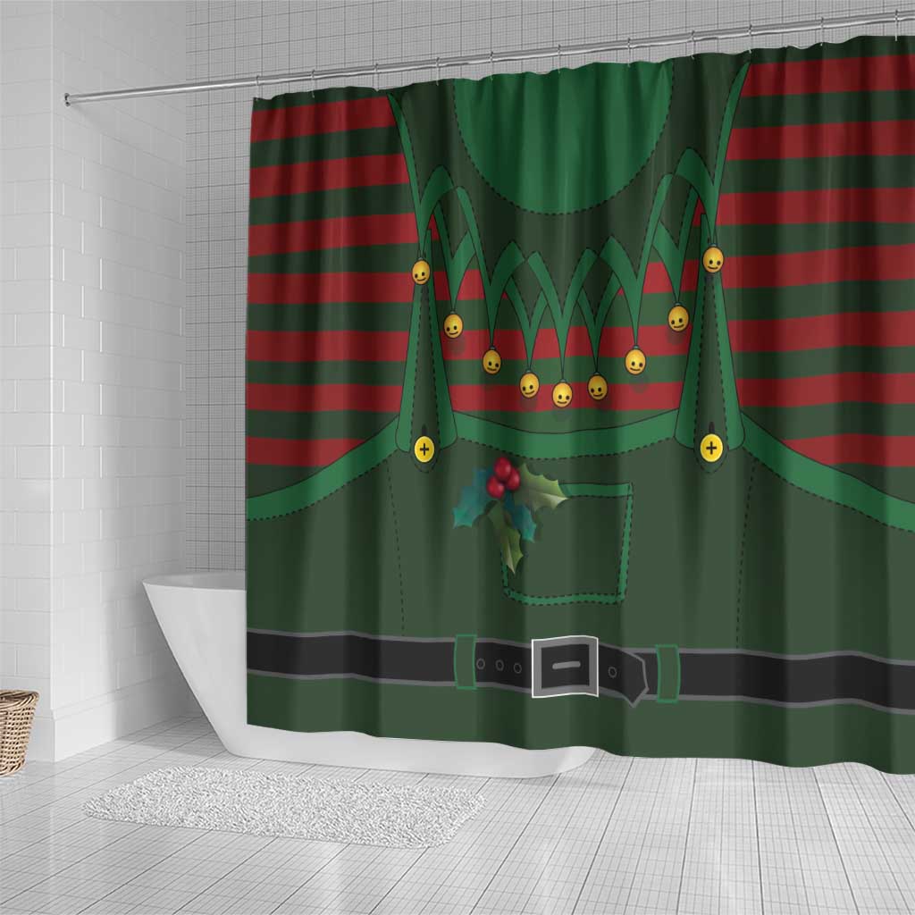 Christmas Elf Costume Shower Curtain Santa’s Little Helper Outfit - Wonder Print Shop