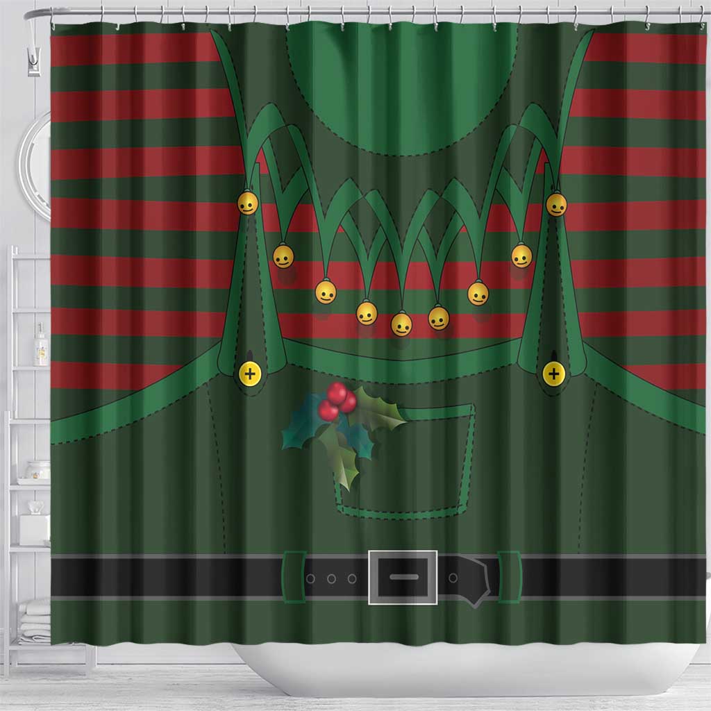 Christmas Elf Costume Shower Curtain Santa’s Little Helper Outfit - Wonder Print Shop