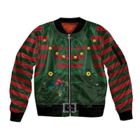 Christmas Elf Costume Sleeve Zip Bomber Jacket Santa’s Little Helper Outfit - Wonder Print Shop