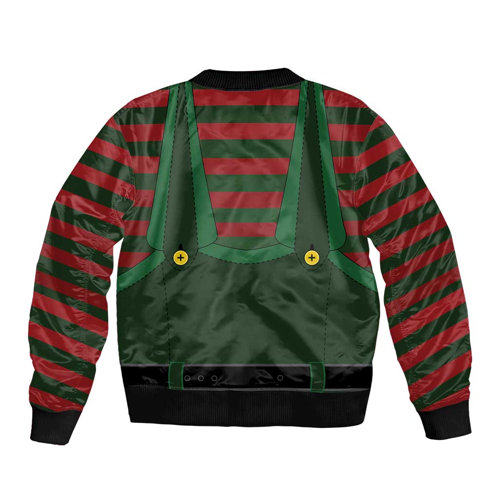 Christmas Elf Costume Sleeve Zip Bomber Jacket Santa’s Little Helper Outfit - Wonder Print Shop