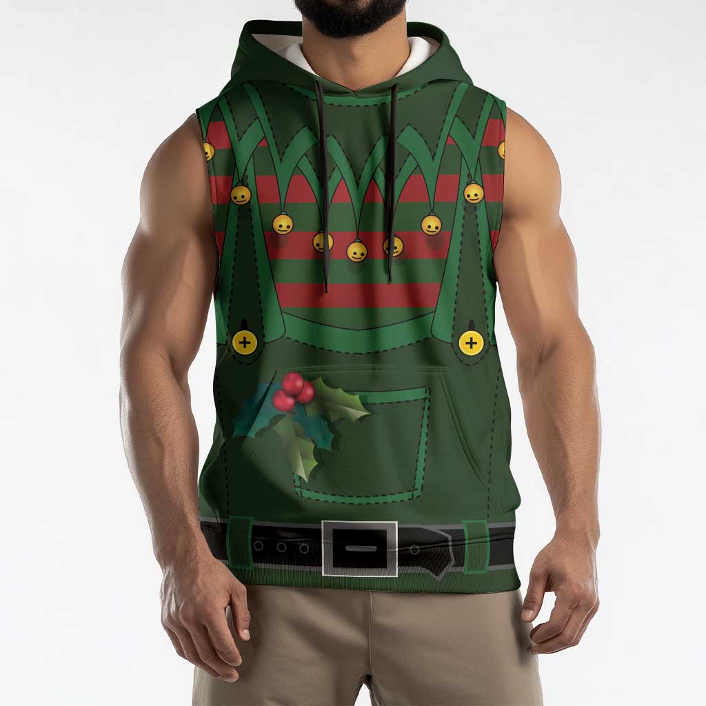 Christmas Elf Costume Sleeveless Hoodie Santa’s Little Helper Outfit - Wonder Print Shop