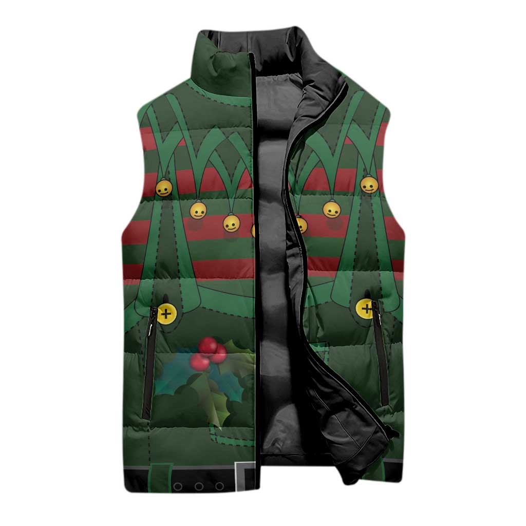 Christmas Elf Costume Sleeveless Puffer Jacket Santa’s Little Helper Outfit - Wonder Print Shop