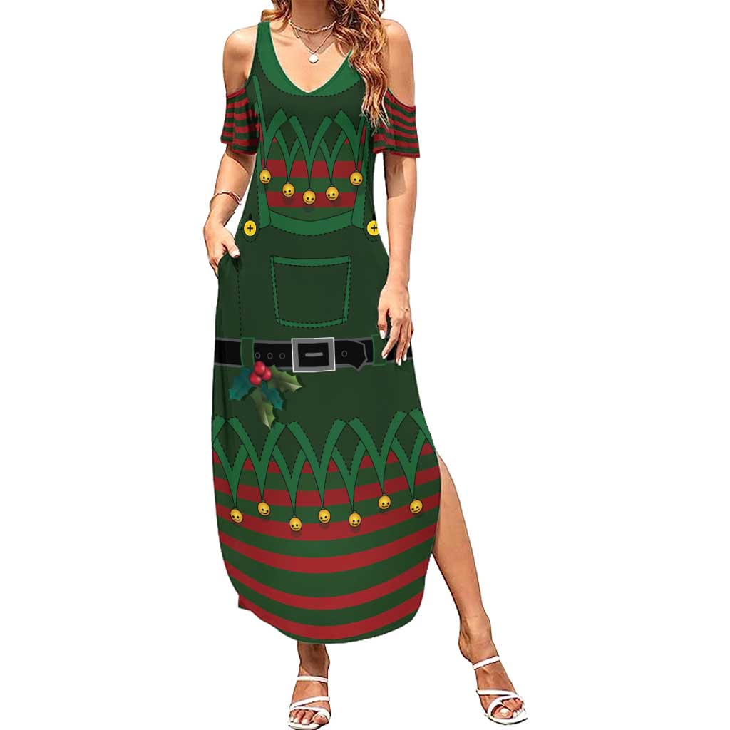Christmas Elf Costume Summer Maxi Dress Santa’s Little Helper Outfit - Wonder Print Shop