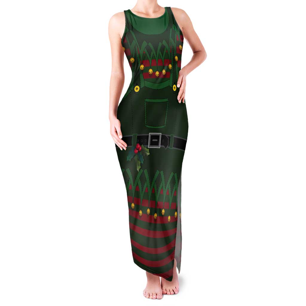 Christmas Elf Costume Tank Maxi Dress Santa’s Little Helper Outfit - Wonder Print Shop