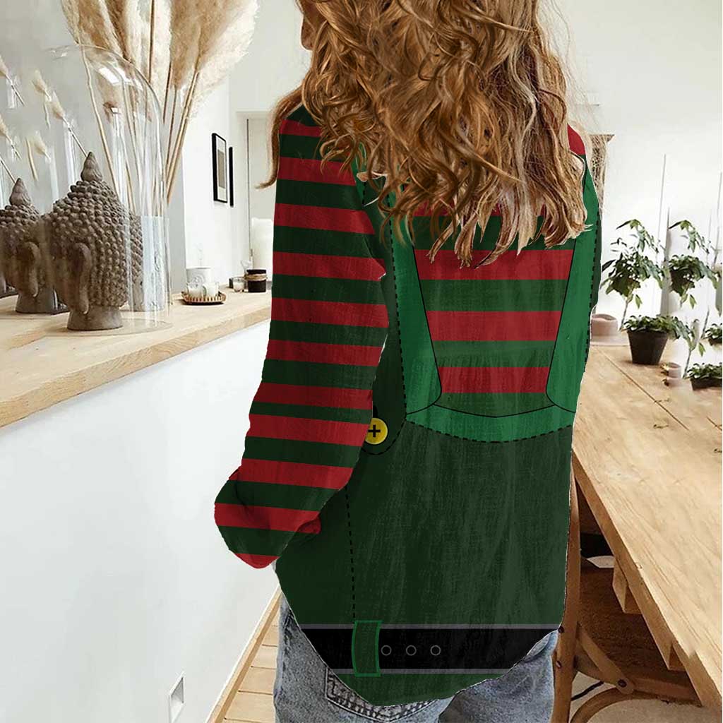 Christmas Elf Costume Women Casual Shirt Santa’s Little Helper Outfit - Wonder Print Shop
