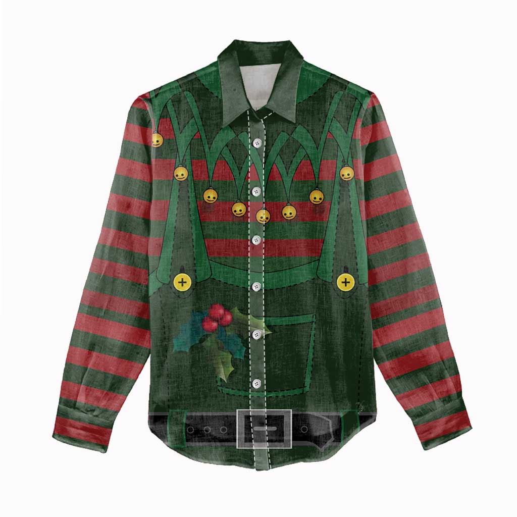 Christmas Elf Costume Women Casual Shirt Santa’s Little Helper Outfit - Wonder Print Shop