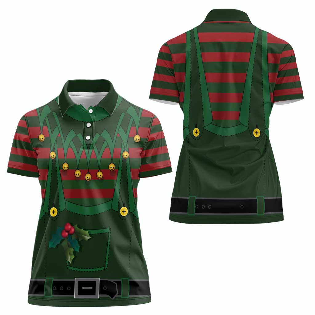 Christmas Elf Costume Women Polo Shirt Santa’s Little Helper Outfit - Wonder Print Shop