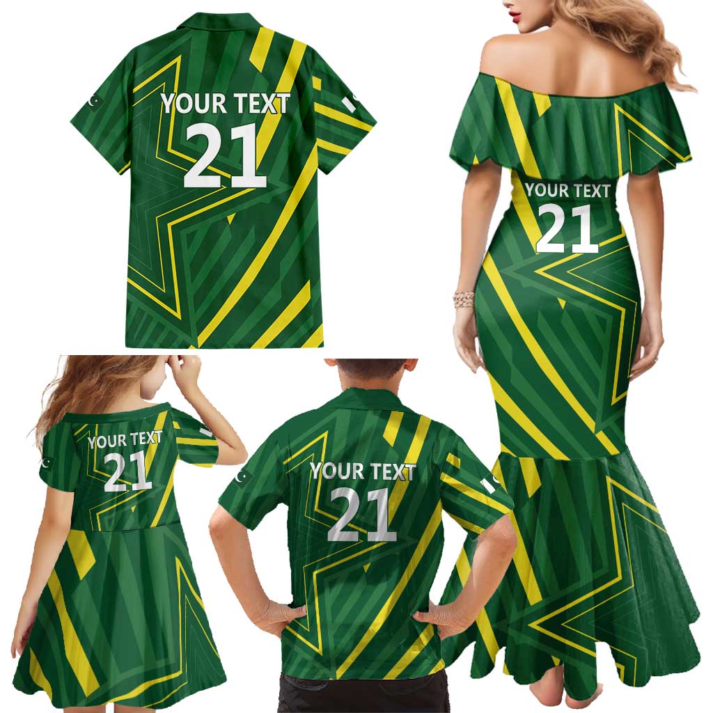 Pakistan Cricket Custom Family Matching Mermaid Dress and Hawaiian Shirt Shaheen Falcon Go Champions LT9 - Wonder Print Shop
