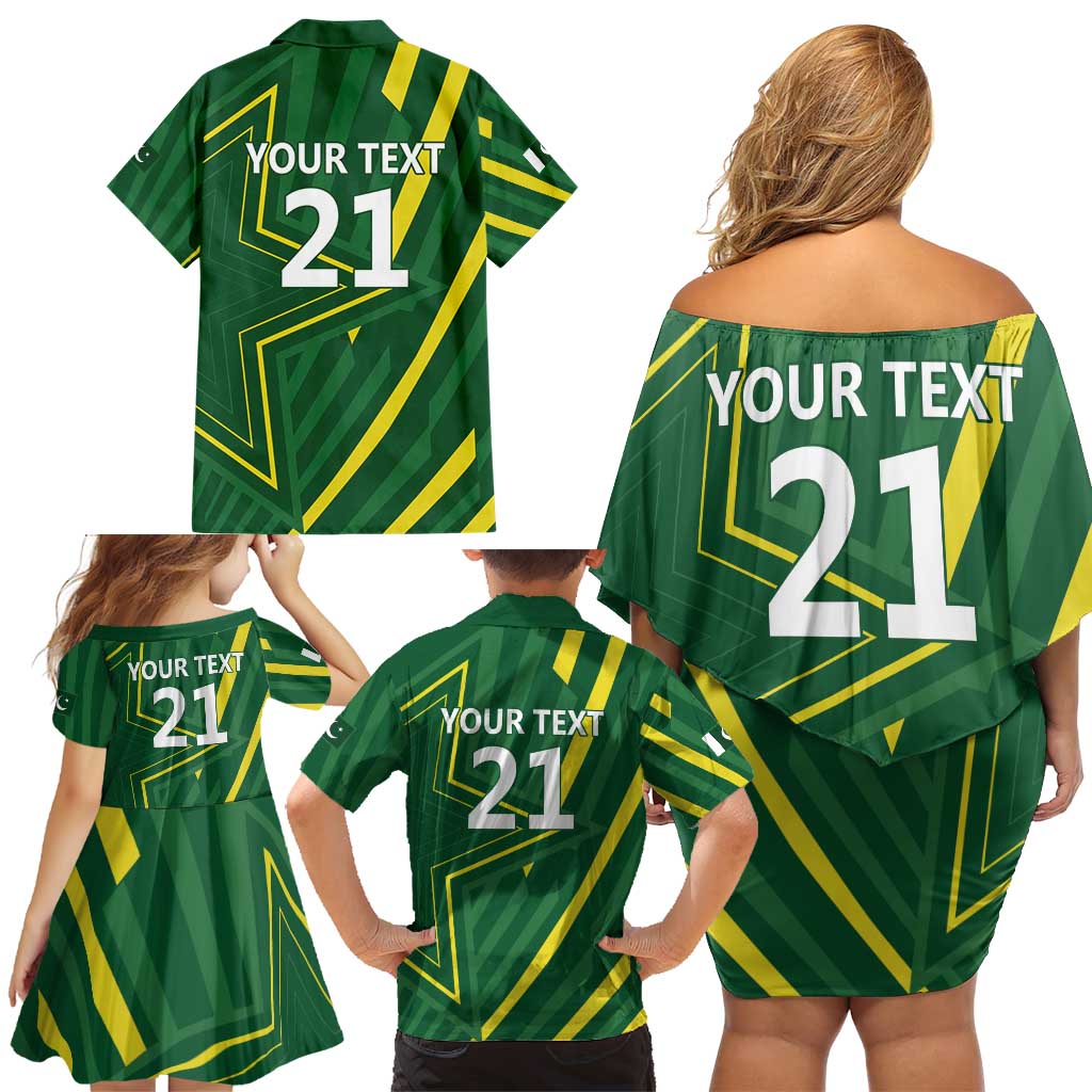 Pakistan Cricket Custom Family Matching Off Shoulder Short Dress and Hawaiian Shirt Shaheen Falcon Go Champions LT9 - Wonder Print Shop