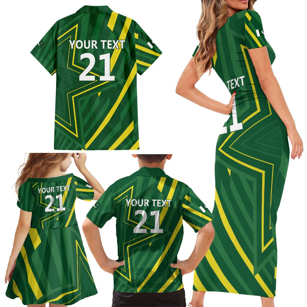 Pakistan Cricket Custom Family Matching Short Sleeve Bodycon Dress and Hawaiian Shirt Shaheen Falcon Go Champions - Wonder Print Shop