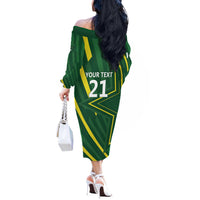 Pakistan Cricket Custom Off The Shoulder Long Sleeve Dress Shaheen Falcon Go Champions - Wonder Print Shop