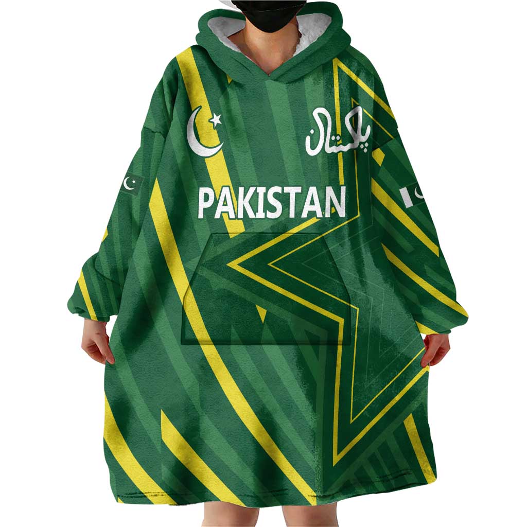 Pakistan Cricket Custom Wearable Blanket Hoodie Shaheen Falcon Go Champions - Wonder Print Shop