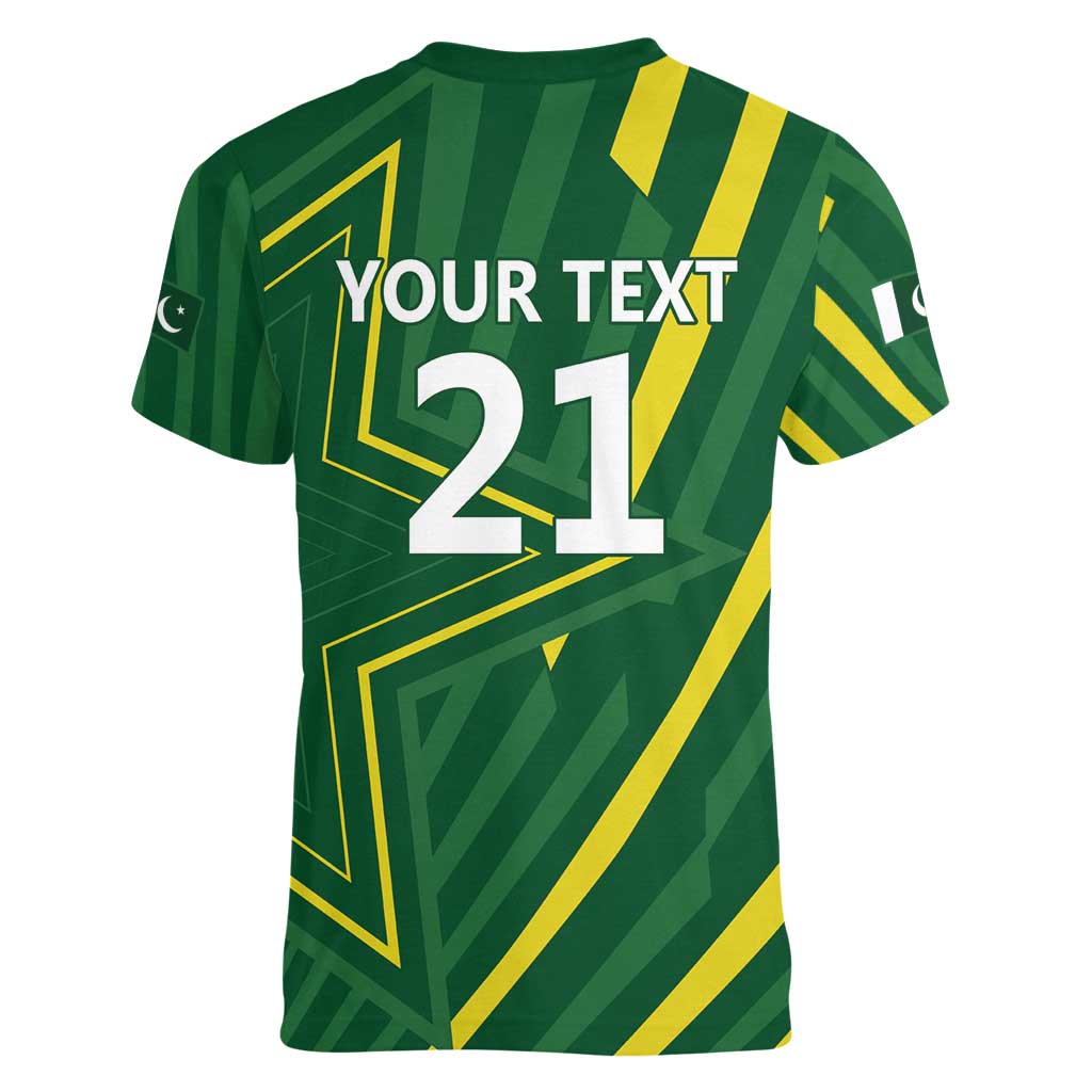 Pakistan Cricket Custom Women V-Neck T-Shirt Shaheen Falcon Go Champions - Wonder Print Shop