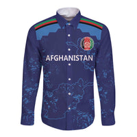Afghan Atalans Cricket Custom Long Sleeve Button Shirt Afghanistan Map with Sporty Style - Wonder Print Shop