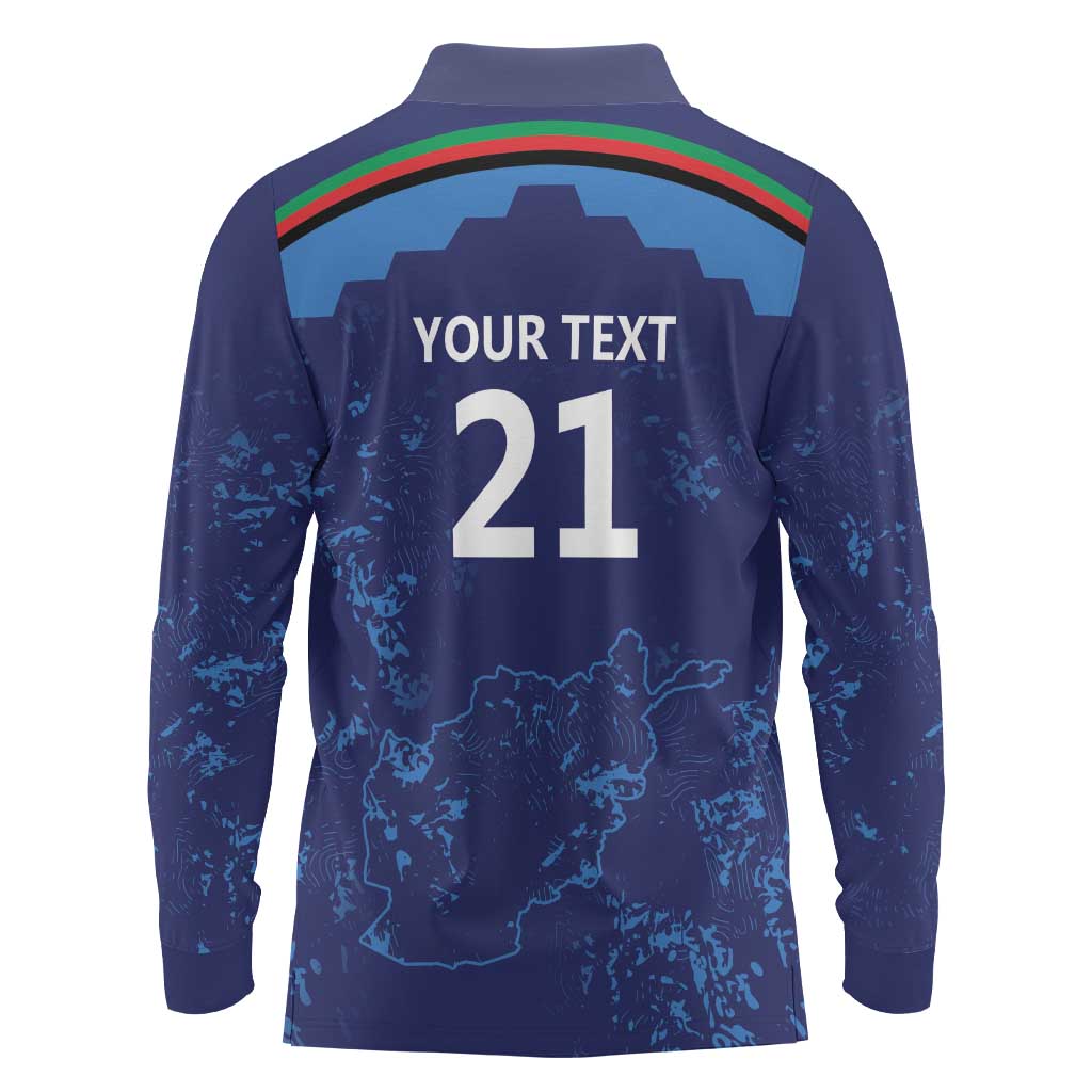Afghan Atalans Cricket Custom Long Sleeve Polo Shirt Afghanistan Map with Sporty Style - Wonder Print Shop