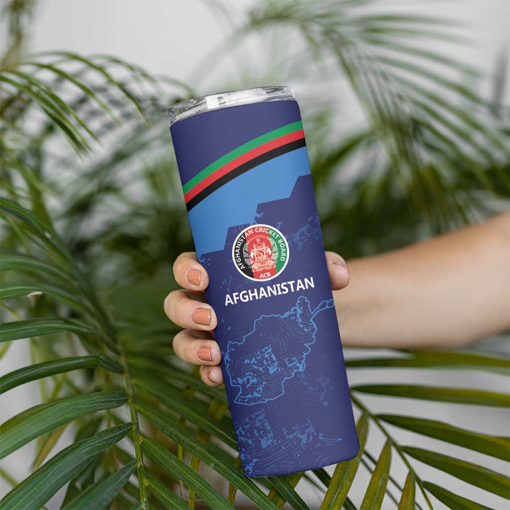Afghan Atalans Cricket Custom Skinny Tumbler Afghanistan Map with Sporty Style - Wonder Print Shop
