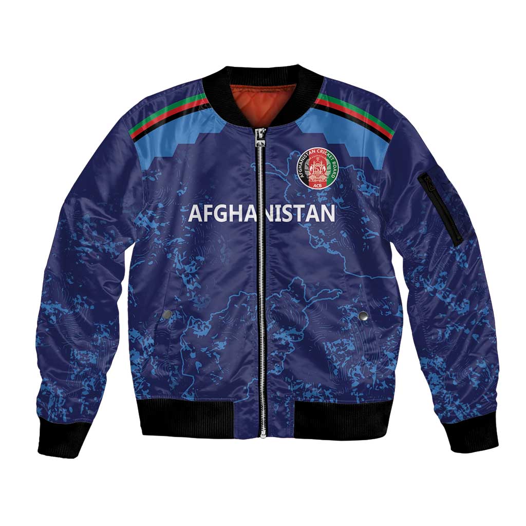 Afghan Atalans Cricket Custom Sleeve Zip Bomber Jacket Afghanistan Map with Sporty Style - Wonder Print Shop