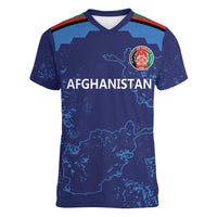 Afghan Atalans Cricket Custom Women V-Neck T-Shirt Afghanistan Map with Sporty Style - Wonder Print Shop