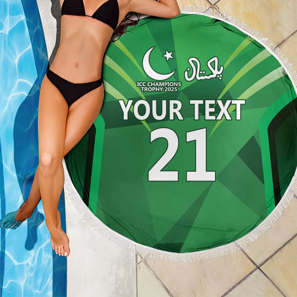 Pakistan Cricket Custom Beach Blanket The Green Shirts with Sporty Pattern LT9 - Wonder Print Shop
