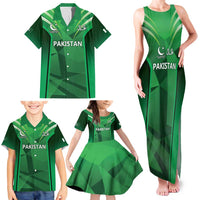 Pakistan Cricket Custom Family Matching Tank Maxi Dress and Hawaiian Shirt The Green Shirts with Sporty Pattern - Wonder Print Shop