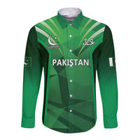 Pakistan Cricket Custom Long Sleeve Button Shirt The Green Shirts with Sporty Pattern - Wonder Print Shop