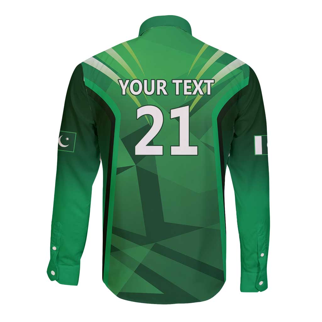Pakistan Cricket Custom Long Sleeve Button Shirt The Green Shirts with Sporty Pattern - Wonder Print Shop