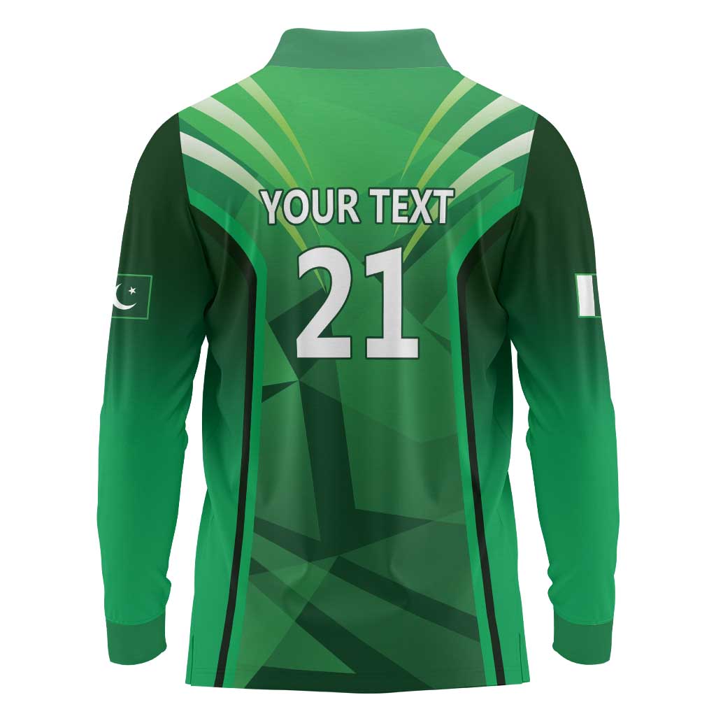 Pakistan Cricket Custom Long Sleeve Polo Shirt The Green Shirts with Sporty Pattern - Wonder Print Shop