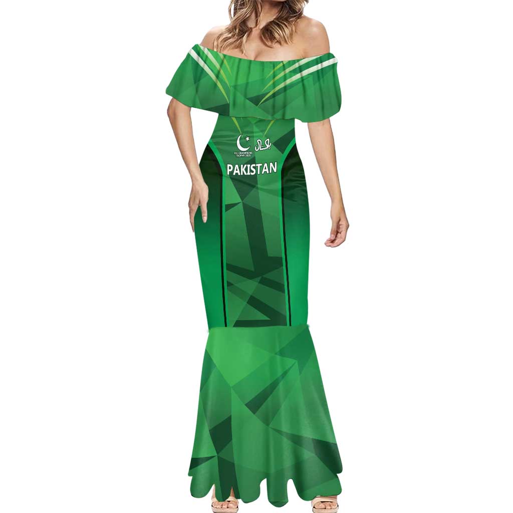Pakistan Cricket Custom Mermaid Dress The Green Shirts with Sporty Pattern - Wonder Print Shop
