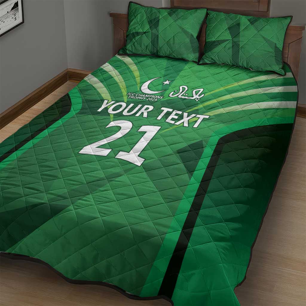 Pakistan Cricket Custom Quilt Bed Set The Green Shirts with Sporty Pattern - Wonder Print Shop