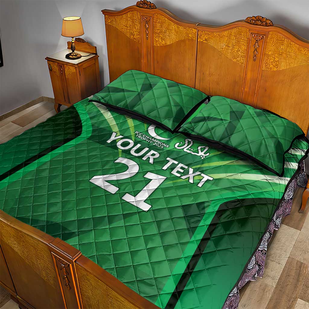 Pakistan Cricket Custom Quilt Bed Set The Green Shirts with Sporty Pattern - Wonder Print Shop