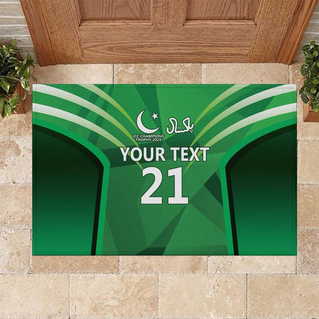 Pakistan Cricket Custom Rubber Doormat The Green Shirts with Sporty Pattern - Wonder Print Shop