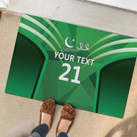 Pakistan Cricket Custom Rubber Doormat The Green Shirts with Sporty Pattern - Wonder Print Shop