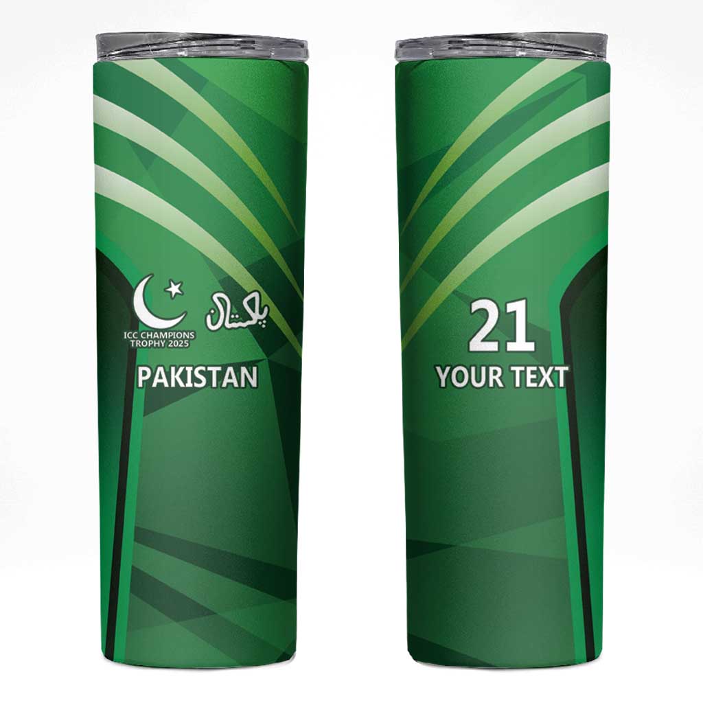 Pakistan Cricket Custom Skinny Tumbler The Green Shirts with Sporty Pattern - Wonder Print Shop