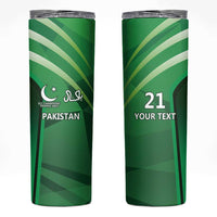 Pakistan Cricket Custom Skinny Tumbler The Green Shirts with Sporty Pattern - Wonder Print Shop
