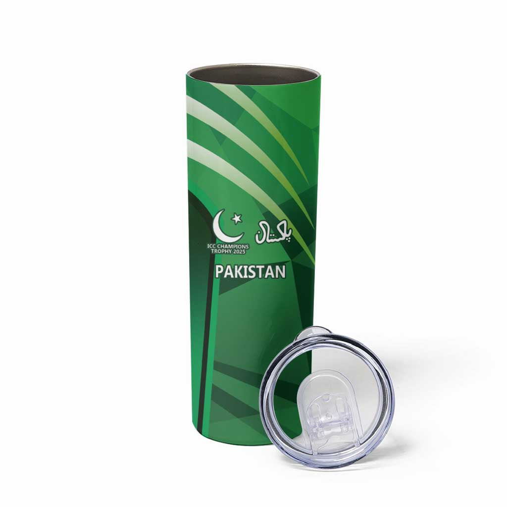 Pakistan Cricket Custom Skinny Tumbler The Green Shirts with Sporty Pattern - Wonder Print Shop