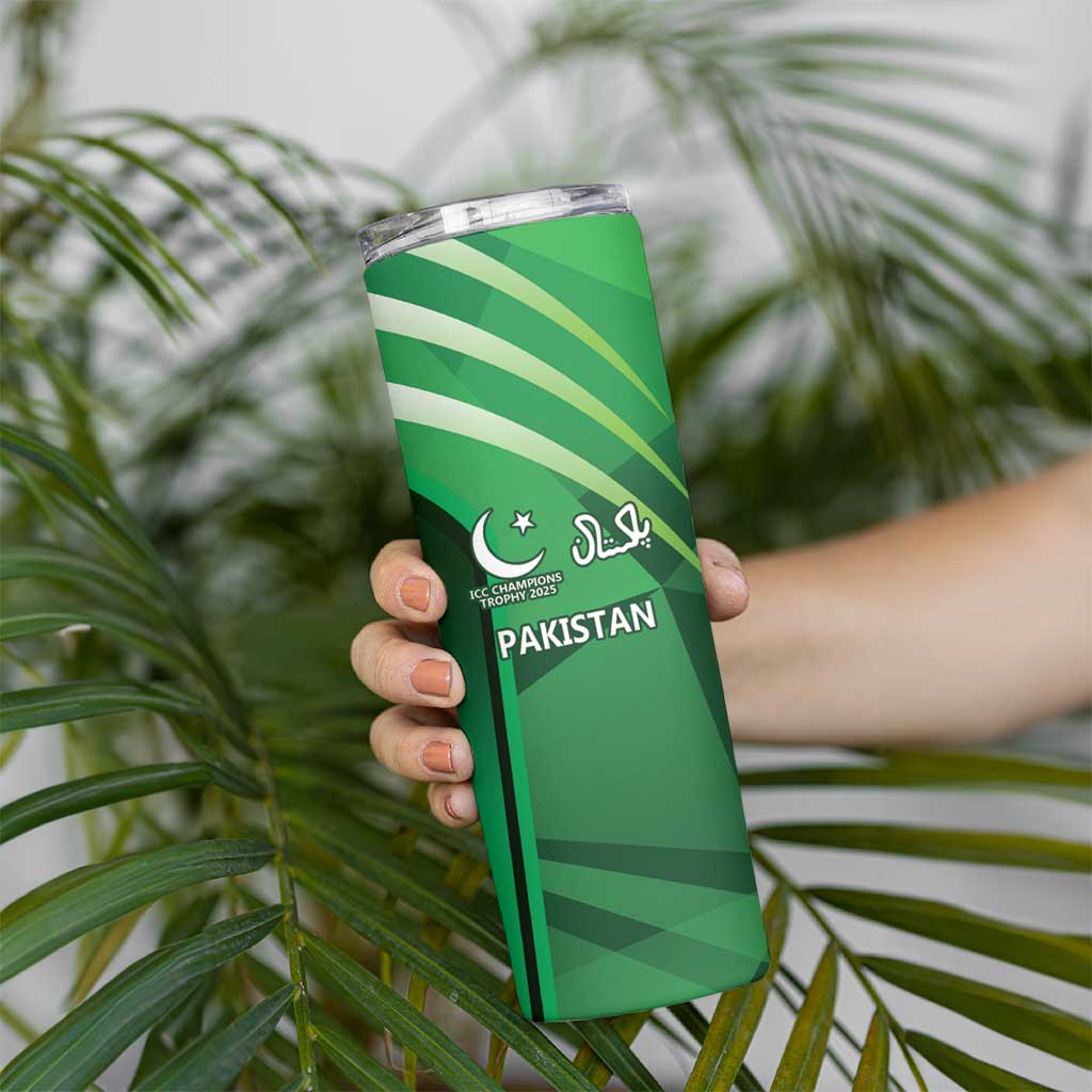 Pakistan Cricket Custom Skinny Tumbler The Green Shirts with Sporty Pattern - Wonder Print Shop