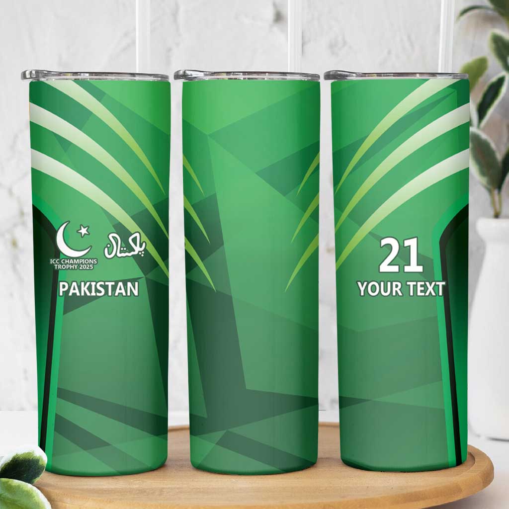 Pakistan Cricket Custom Skinny Tumbler The Green Shirts with Sporty Pattern - Wonder Print Shop