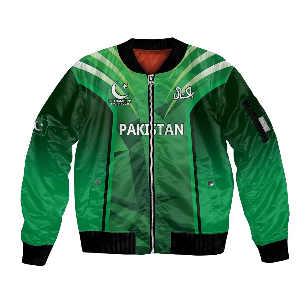 Pakistan Cricket Custom Sleeve Zip Bomber Jacket The Green Shirts with Sporty Pattern - Wonder Print Shop