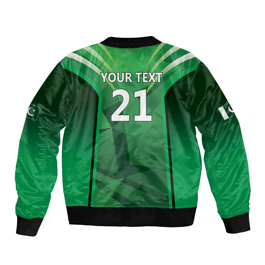 Pakistan Cricket Custom Sleeve Zip Bomber Jacket The Green Shirts with Sporty Pattern - Wonder Print Shop