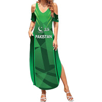 Pakistan Cricket Custom Summer Maxi Dress The Green Shirts with Sporty Pattern - Wonder Print Shop